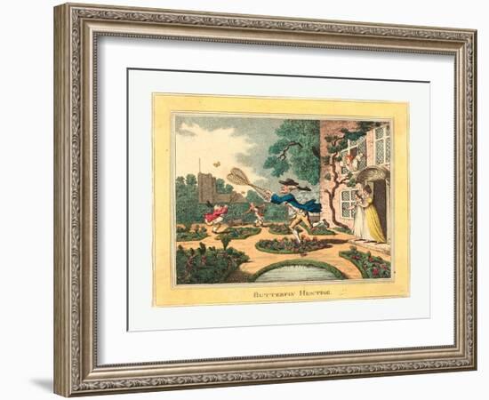 Butterfly Hunting, 1806, Hand-Colored Etching, Rosenwald Collection-Thomas Rowlandson-Framed Giclee Print