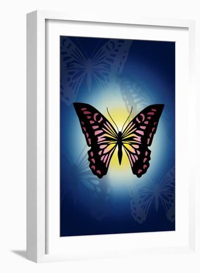 Butterfly in Blue Shadow-Ikuko Kowada-Framed Giclee Print