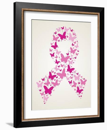 Butterfly in Breast Cancer Awareness Ribbon-cienpies-Framed Art Print