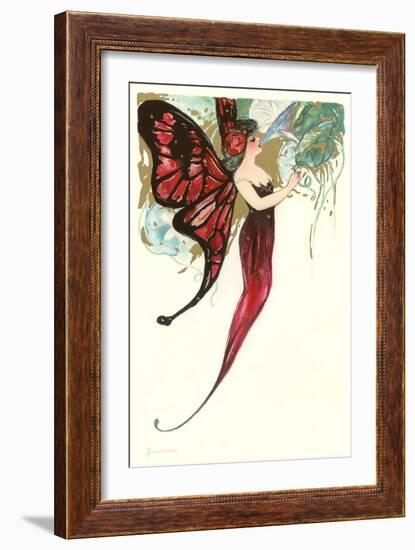 Butterfly Lady,Art Nouveau-null-Framed Art Print