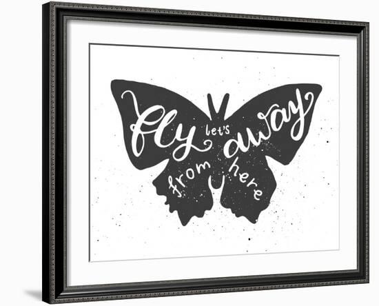 Butterfly Lettering Poster-zapolzun-Framed Art Print