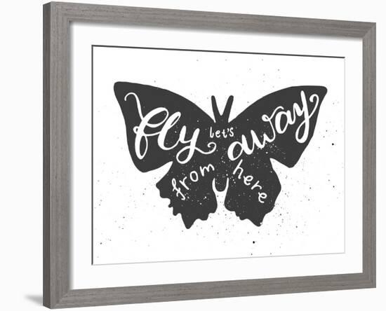 Butterfly Lettering Poster-zapolzun-Framed Art Print