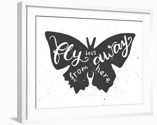 Butterfly Lettering Poster-zapolzun-Framed Art Print