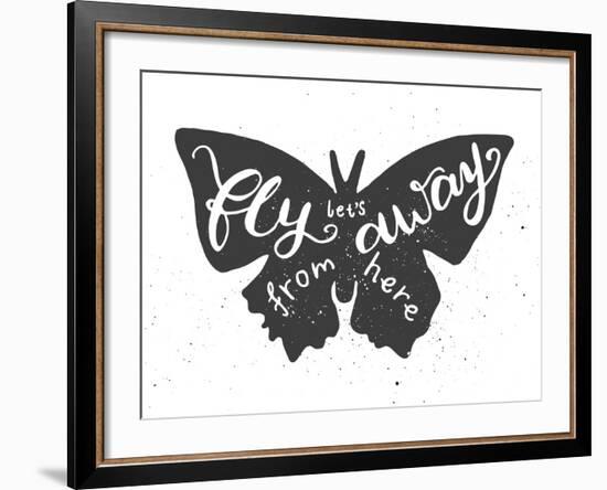 Butterfly Lettering Poster-zapolzun-Framed Art Print