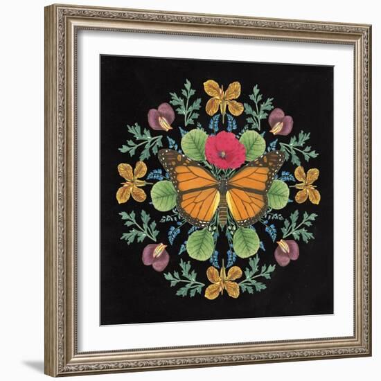 Butterfly Mandala I Black-Wild Apple Portfolio-Framed Premium Giclee Print