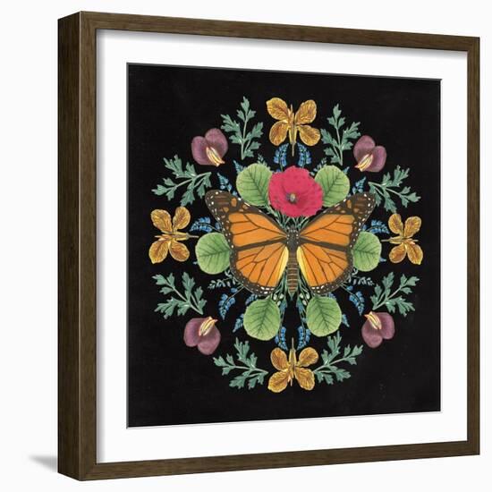 Butterfly Mandala I Black-Wild Apple Portfolio-Framed Premium Giclee Print