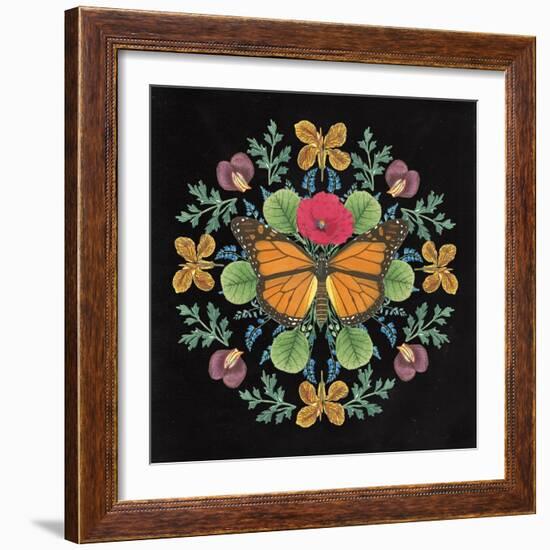 Butterfly Mandala I Black-Wild Apple Portfolio-Framed Premium Giclee Print