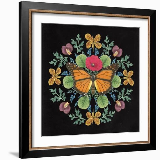 Butterfly Mandala I Black-Wild Apple Portfolio-Framed Premium Giclee Print