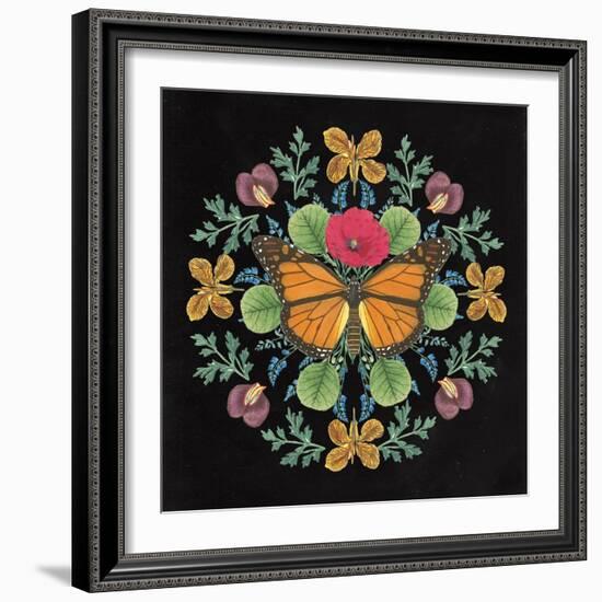 Butterfly Mandala I Black-Wild Apple Portfolio-Framed Premium Giclee Print