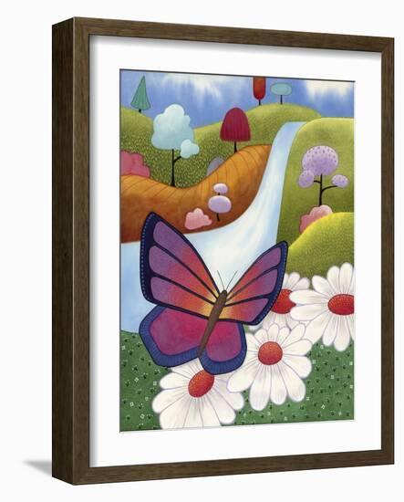 Butterfly on Daisies-Sandra Willard-Framed Giclee Print