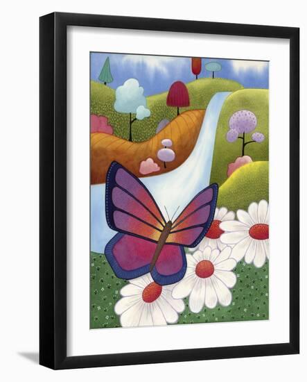 Butterfly on Daisies-Sandra Willard-Framed Giclee Print