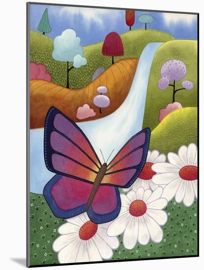 Butterfly on Daisies-Sandra Willard-Mounted Giclee Print