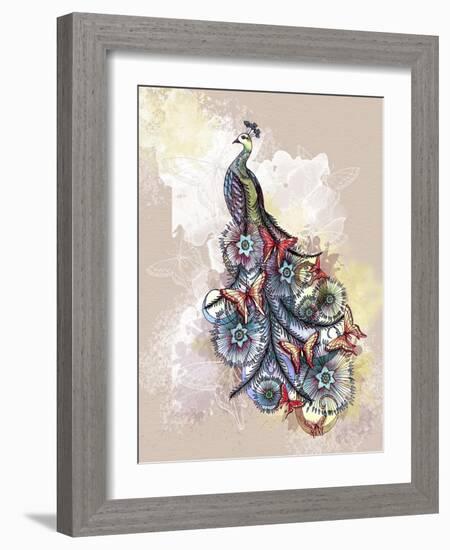 Butterfly Peacock-The Tangled Peacock-Framed Giclee Print