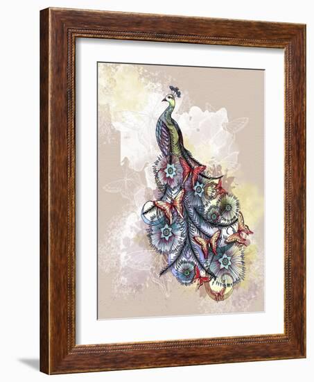 Butterfly Peacock-The Tangled Peacock-Framed Giclee Print