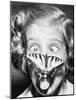 Butterfly Perched on Girl's Nose-null-Mounted Photographic Print