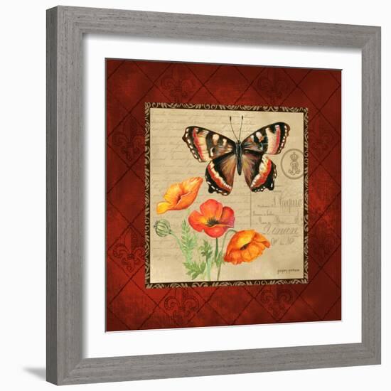 Butterfly & Poppies-Gregory Gorham-Framed Art Print