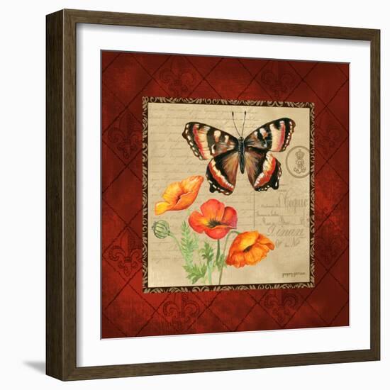 Butterfly & Poppies-Gregory Gorham-Framed Art Print