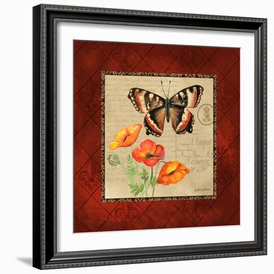 Butterfly & Poppies-Gregory Gorham-Framed Art Print