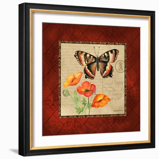 Butterfly & Poppies-Gregory Gorham-Framed Art Print