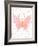 Butterfly-Peach & Gold-Framed Art Print