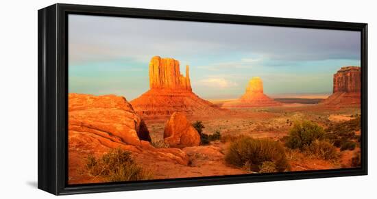 Buttes Rock Formations at Monument Valley, Utah-Arizona Border, USA-null-Framed Stretched Canvas