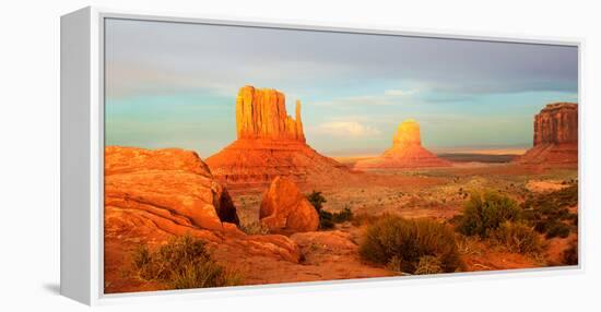 Buttes Rock Formations at Monument Valley, Utah-Arizona Border, USA-null-Framed Stretched Canvas