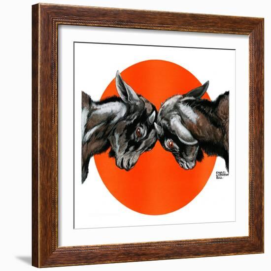 Butting Heads-Charles Bull-Framed Giclee Print