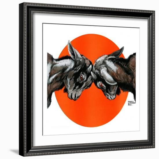 Butting Heads-Charles Bull-Framed Giclee Print