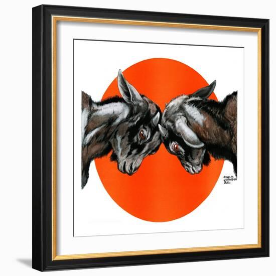 Butting Heads-Charles Bull-Framed Giclee Print