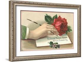 Button's Raven Gloss Shoe Dressing Trade Card-null-Framed Giclee Print