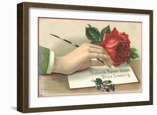 Button's Raven Gloss Shoe Dressing Trade Card-null-Framed Giclee Print