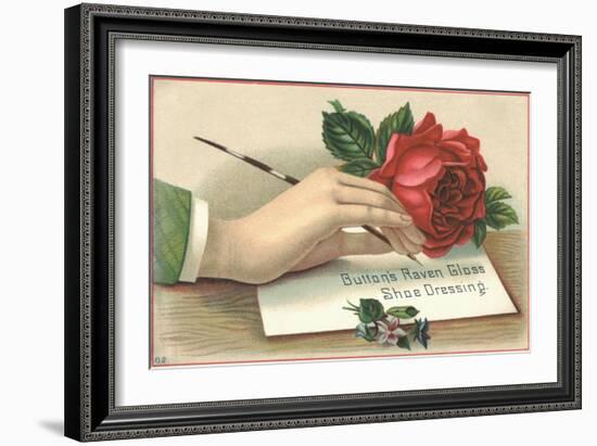 Button's Raven Gloss Shoe Dressing Trade Card-null-Framed Giclee Print