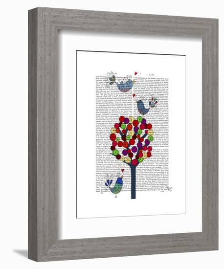 Button Tree and Birds Blue-Fab Funky-Framed Art Print