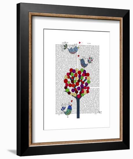 Button Tree and Birds Blue-Fab Funky-Framed Art Print