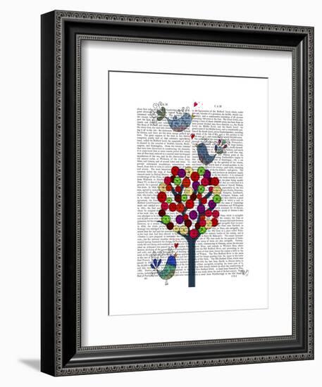 Button Tree and Birds Blue-Fab Funky-Framed Art Print