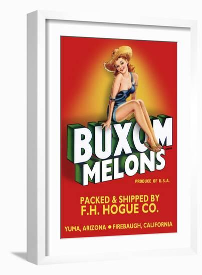 Buxom Melons - Crate Label-Lantern Press-Framed Art Print