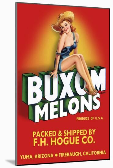 Buxom Melons - Crate Label-Lantern Press-Mounted Art Print