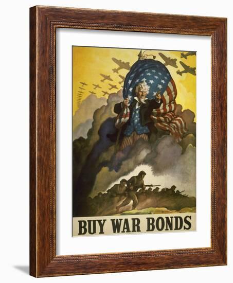 Buy War Bonds, World War 2 Poster of Uncle Sam-null-Framed Art Print