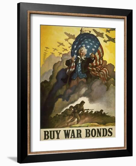 Buy War Bonds, World War 2 Poster of Uncle Sam-null-Framed Art Print