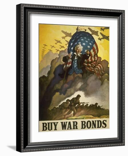 Buy War Bonds, World War 2 Poster of Uncle Sam-null-Framed Art Print