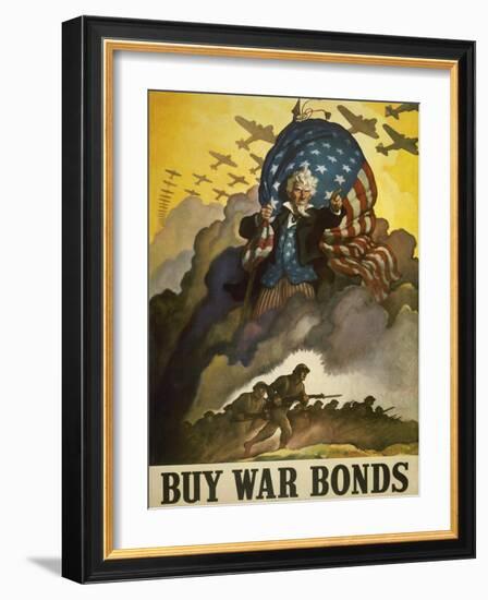 Buy War Bonds, World War 2 Poster of Uncle Sam-null-Framed Art Print