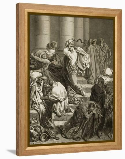 Buyers and Sellers Driven Out of the Temple-Gustave Doré-Framed Premier Image Canvas