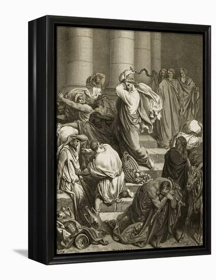 Buyers and Sellers Driven Out of the Temple-Gustave Doré-Framed Premier Image Canvas