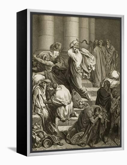 Buyers and Sellers Driven Out of the Temple-Gustave Doré-Framed Premier Image Canvas