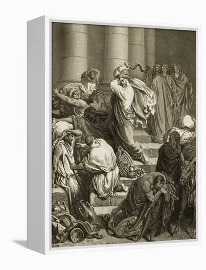 Buyers and Sellers Driven Out of the Temple-Gustave Doré-Framed Premier Image Canvas