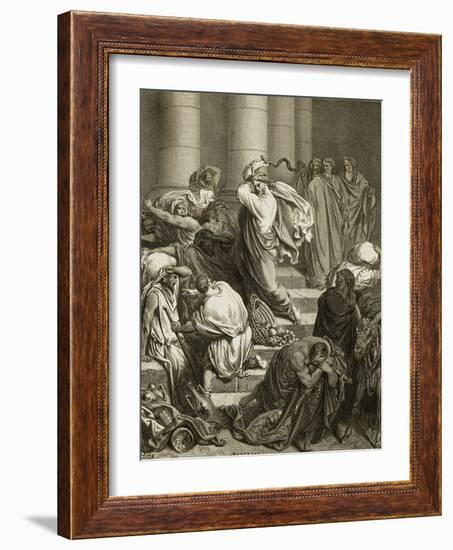 Buyers and Sellers Driven Out of the Temple-Gustave Doré-Framed Giclee Print