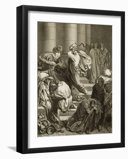 Buyers and Sellers Driven Out of the Temple-Gustave Doré-Framed Giclee Print