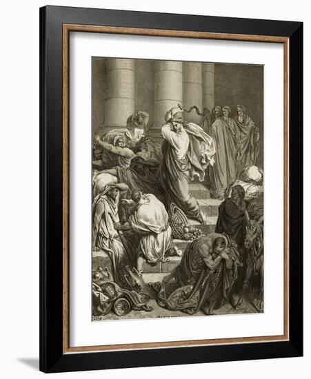 Buyers and Sellers Driven Out of the Temple-Gustave Doré-Framed Giclee Print