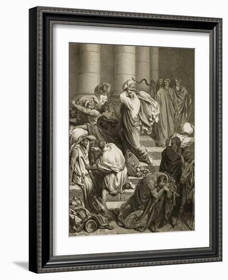 Buyers and Sellers Driven Out of the Temple-Gustave Doré-Framed Giclee Print