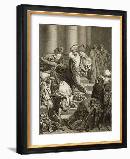 Buyers and Sellers Driven Out of the Temple-Gustave Doré-Framed Giclee Print